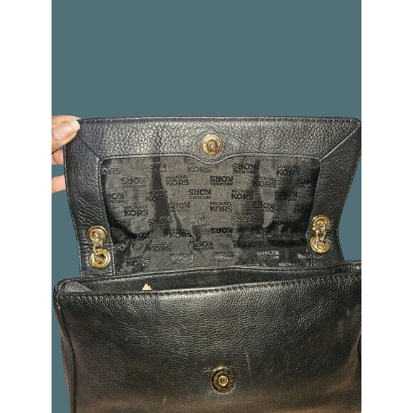 Michael Michael Kors Leather Double Gold Chain Shoulder Flap Bag - Picture 5 of 15